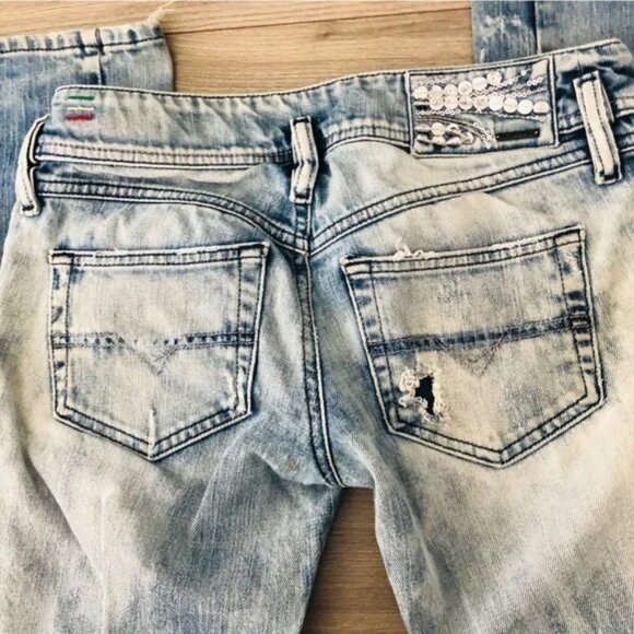 Diesel Matic Distressed Faded Low Rise Straight Leg Jeans - Picture 5 of 7